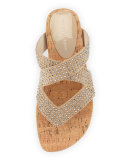 Flip Rhinestone Flat Slide Sandal, Sand