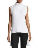 Coralie Tassel-Trimmed Sleeveless Turtleneck, Ivory