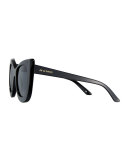 Queenie Mirrored Cat-Eye Sunglasses, Black