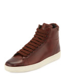 Russel Leather High-Top Sneaker, Brown