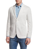 Solid Two-Button Jersey Jacket, White