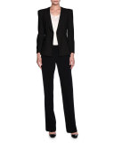 Straight-Leg Wool Pants, Black