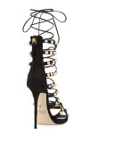 Coline Strappy Lace-Up 110mm Sandal, Black