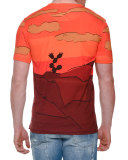 Cowboy-Print Short-Sleeve Tee, Orange Multi