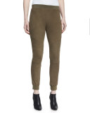 Stretch Suede Track Pants, Army