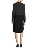 Lightweight Colorblock Shirtdress, Charcoal/Black