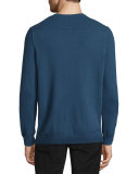 Cashmere Long-Sleeve V-Neck Sweater, Heather Militia