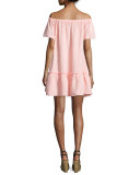 Off-the-Shoulder Shirred Mini Dress