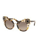 Gradient Embellished Dramatic Cat-Eye Sunglasses