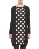 Polka-Dot Faux-Cardigan Dress, Black