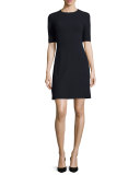 Half-Sleeve H-Line Dress, Navy