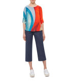 Alice Sail-Print 3/4-Sleeve Blouse, Mainsail Print