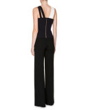 Thornhill Crisscross Peplum Top, Black/White