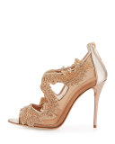 Ambria Beaded Lace 100mm Sandal, Pink