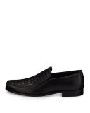Woven Leather Loafer, Black
