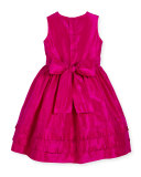 Sleeveless Tiered Silk Taffeta Party Dress, Pink, Size 4-14