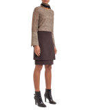 Cheetah-Print Slit-Sleeve Blouse, Steppe/Date