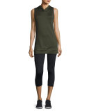 Twist-Back Hooded Athletic Tank Top, Army