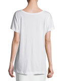 Embroidered Cap-Sleeve Tee, Chalk
