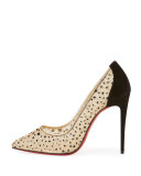 Follies Lace 100mm Red Sole Pump, Black/Natural 