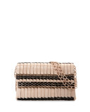 Bamboo Woven Crocodile Shoulder Bag, Blush/Black/Taupe