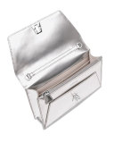 Anouk Leather Envelope Clutch Bag, Silver Metallic