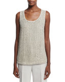 Cleo Sleeveless Sequined-Front Suede Blouse
