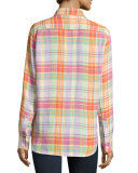 Eileen Plaid Pocket Shirt, Purple/Green/Orange