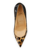 Pigalle Follies Degrade 100mm Red Sole Pump, Leopard/Black