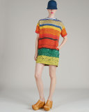 Short-Sleeve Floral-Print Tunic Dress, Multi Colors