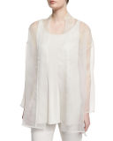 Long Washed Silk Organza Jacket, Plus Size