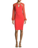 Beaded-Trim Cutout Cocktail Dress, Salsa