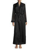 Jazztime Cotton-Silk Long Robe, Black