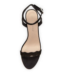 Reina Scalloped Nubuck Sandal, Black