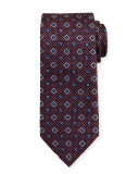 Textured Medallion-Print Silk Tie