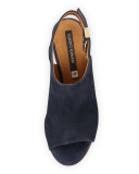 Ancona Suede Open-Toe Slingback, Navy