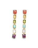 18K Rock Candy Extra-Long 6-Stone Earrings in Summer Rainbow