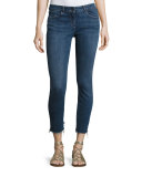 W2 Mid-Rise Skinny Cropped Frayed Jeans