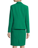 Structured Stretch Crepe Sheath Dress w/ Jacket, New Emerald