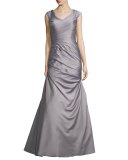 Cap-Sleeve Ruched Mermaid Gown 