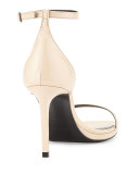 Patent Ankle-Strap Sandal, Nude Powder