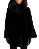 Reversible Sheared-Mink Stroller Coat, Black