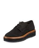 Tanner Suede Platform Oxford, Black