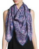 Lasenby Cashmere & Silk Square Scarf, Navy