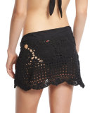 Crocheted Coverup Miniskirt, Black