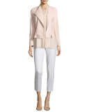 Nora Sleeveless Pleated Matte-Silk Blouse, Light Pink
