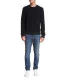 Drop-Rise Denim Jeans, Blue