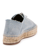 Devon Denim Zip-Front Espadrille, Light Indigo
