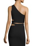 Perla One-Shoulder Cutout Top, Black