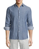 Beach Tonal-Stripe Sport Shirt, Navy